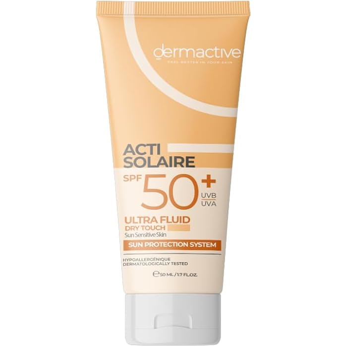 DERMACTIVE Acti-Solaire SPF50+ UVB/UVA Ultra Fluid Light Tinted – 50ml | Very High Sun Protection, Natural Coverage, Lightweight & Mattifying Finish
